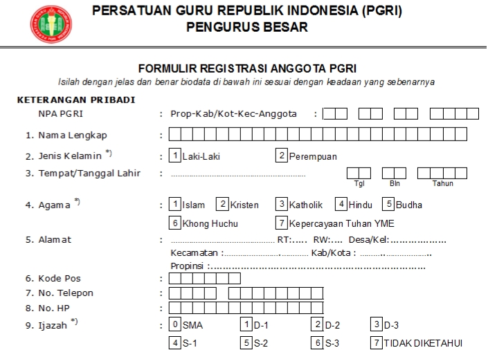 Pendaftaran PGRI Asahan - Persatuan Guru Republik Indonesia Cabang Asahan